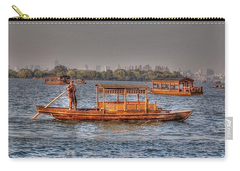 China Zip Pouch featuring the photograph Water Taxi in China by Bill Hamilton