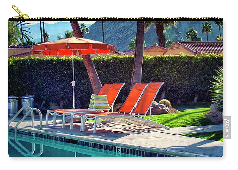 Pool Zip Pouch featuring the photograph WATER WAITING Palm Springs CA by William Dey