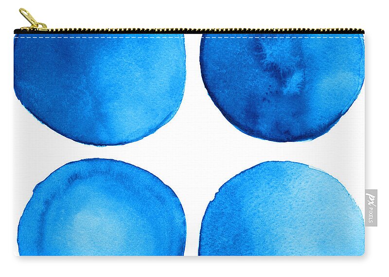 Art Zip Pouch featuring the digital art Watercolor Blue Grunge Circle by Color brush