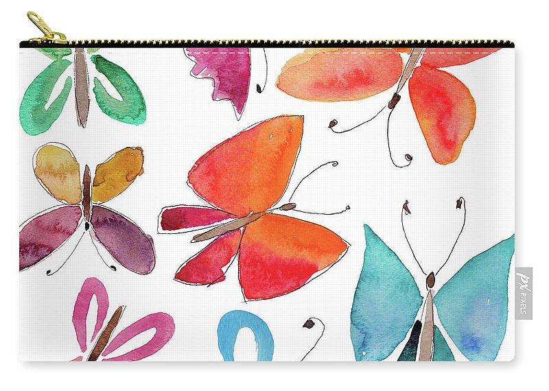 Watercolor Painting Carry-all Pouch featuring the digital art Watercolor Butterflies by Anndoronina