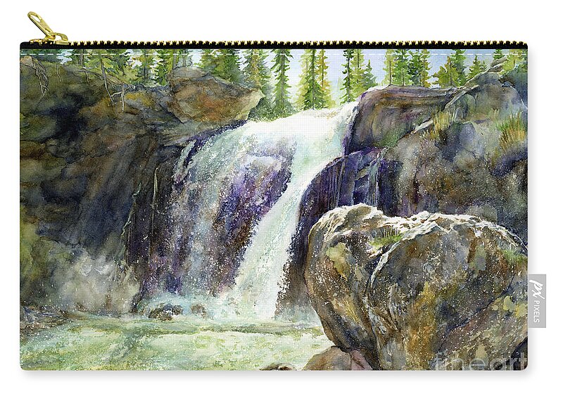 Watercolor Zip Pouch featuring the painting Waterfall by Hailey E Herrera