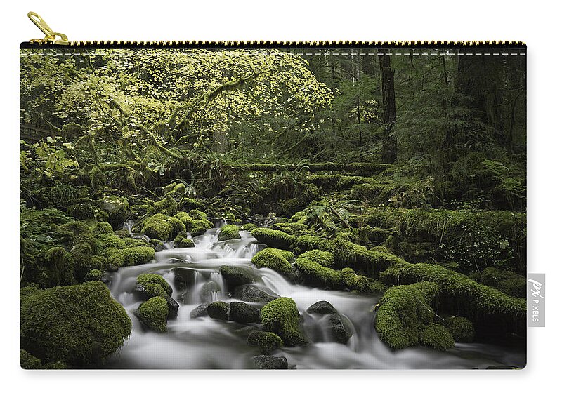 Washington State Zip Pouch featuring the photograph Waterfall In The Fall by Jonathan Davison