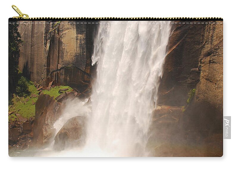 Yosemite Zip Pouch featuring the photograph Waterfall Rainbow by Mary Carol Story