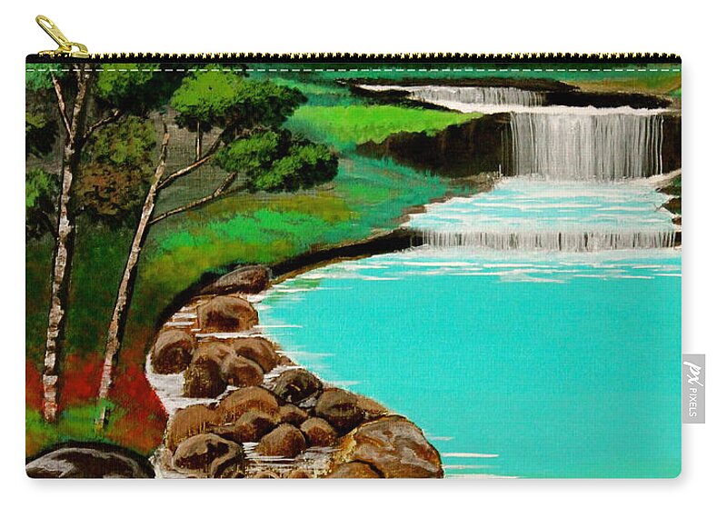 Waterfalls Zip Pouch featuring the painting Waterfalls by Cyril Maza