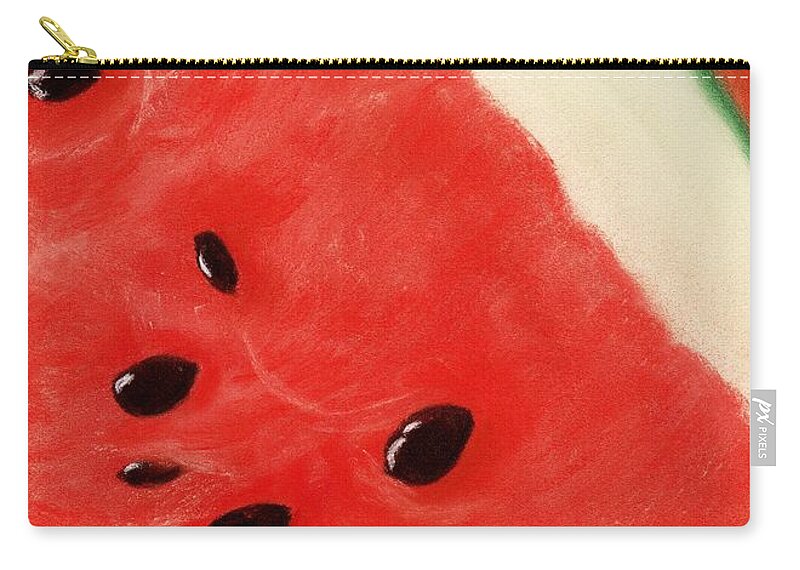 Malakhova Zip Pouch featuring the painting Watermelon by Anastasiya Malakhova