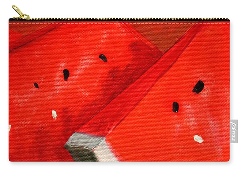 Watermelon Zip Pouch featuring the painting Watermelon by Nancy Merkle