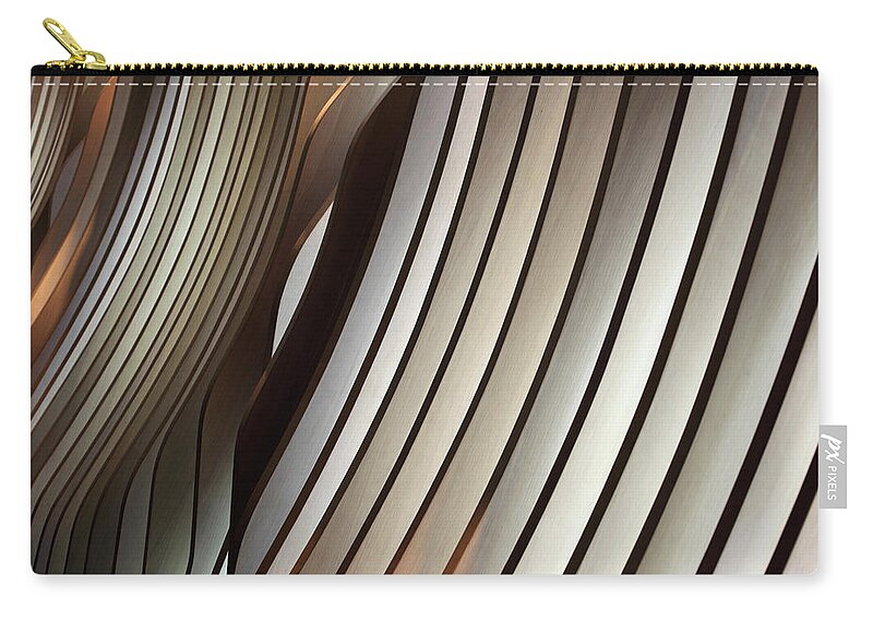 Curve Zip Pouch featuring the photograph Wavy Wooden Interior Decoration by Blackred