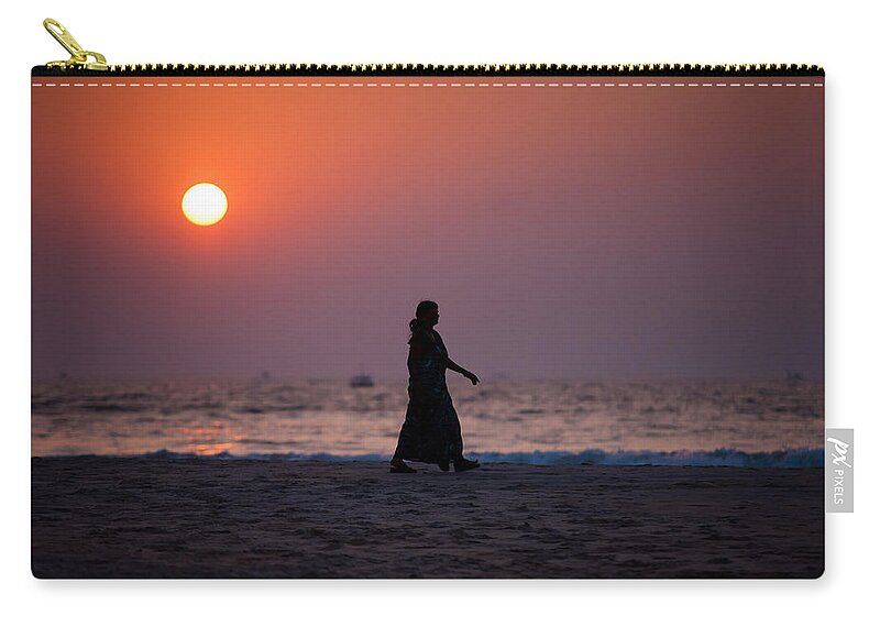 Sunset Zip Pouch featuring the photograph Way Home. Goan Sunset. India by Jenny Rainbow
