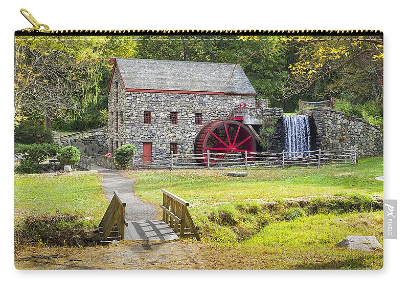 Wayside Zip Pouch featuring the photograph Wayside Inn Grist Mill by Kyle Wasielewski