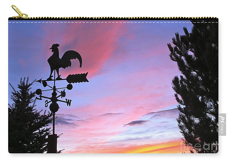 Rooster Zip Pouch featuring the photograph Weather Vane Sunset by Phyllis Kaltenbach