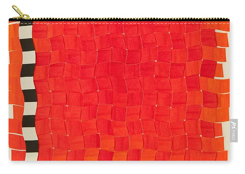 Geometric Zip Pouch featuring the painting Weave #2 Sunset Weave by Thomas Gronowski