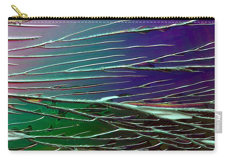 Web Zip Pouch featuring the photograph Webs of Green and Purple by Lynn Hansen