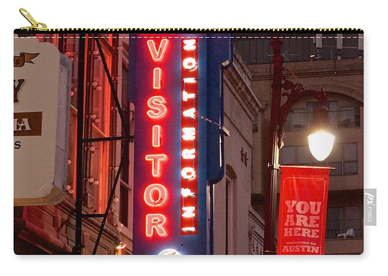Austin Sign Art Zip Pouch featuring the photograph Welcome to 6th Street by Kristina Deane