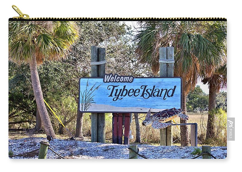 9562 Zip Pouch featuring the photograph Welcome to Tybee by Gordon Elwell