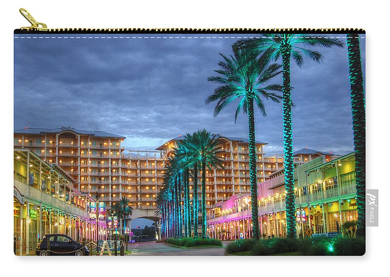 Palm Zip Pouch featuring the digital art Wharf Turquoise Lighted by Michael Thomas