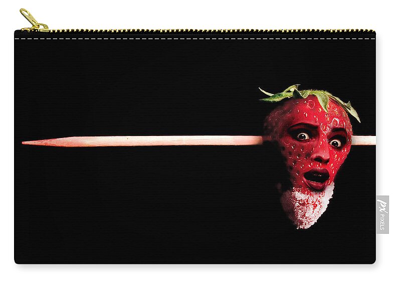 Strawberry Zip Pouch featuring the digital art What Happens to Bad Strawberries by Alexandra Louie
