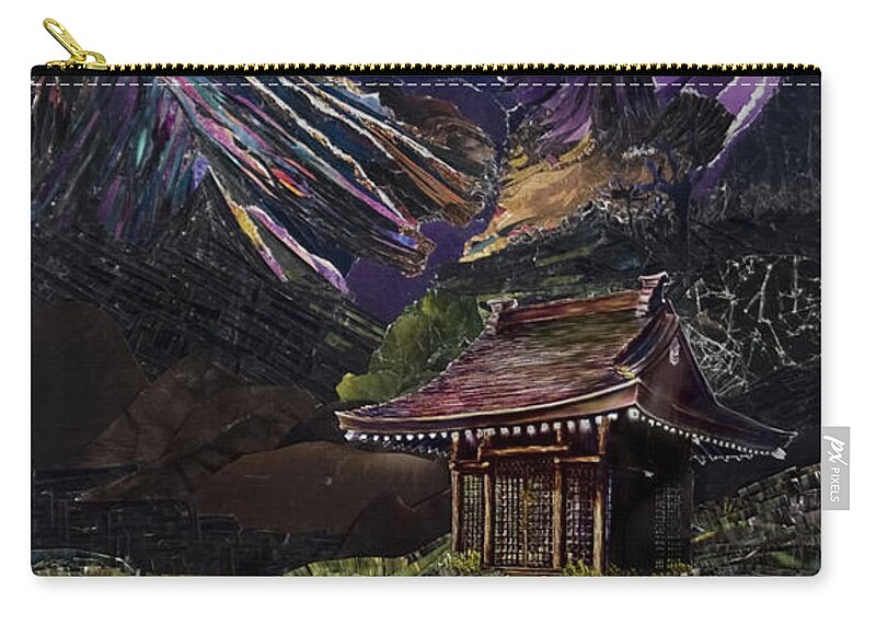 Japan Zip Pouch featuring the mixed media What Time Hasn't Forgotten by Yolanda Raker