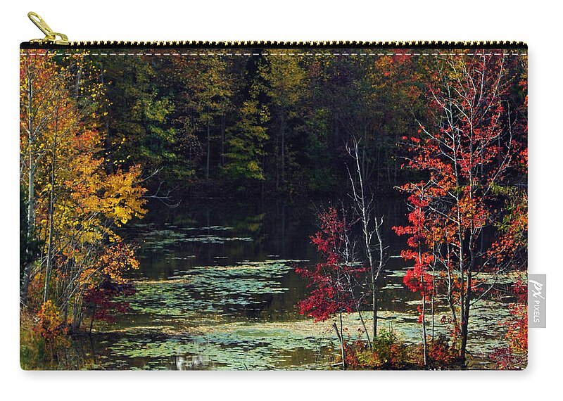 Autumn Zip Pouch featuring the photograph When the Green Woods Laugh by Rebecca Sherman