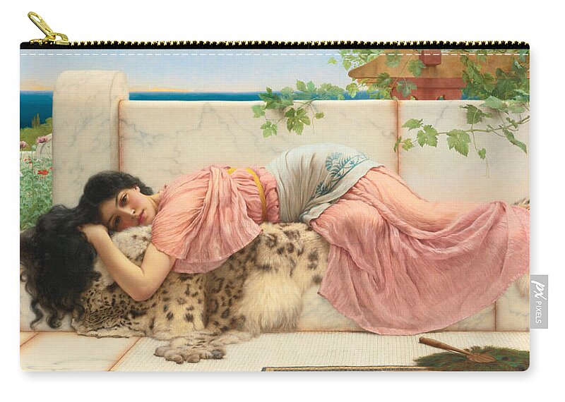 John William Godward Zip Pouch featuring the painting When the Heart is Young by John William Godward