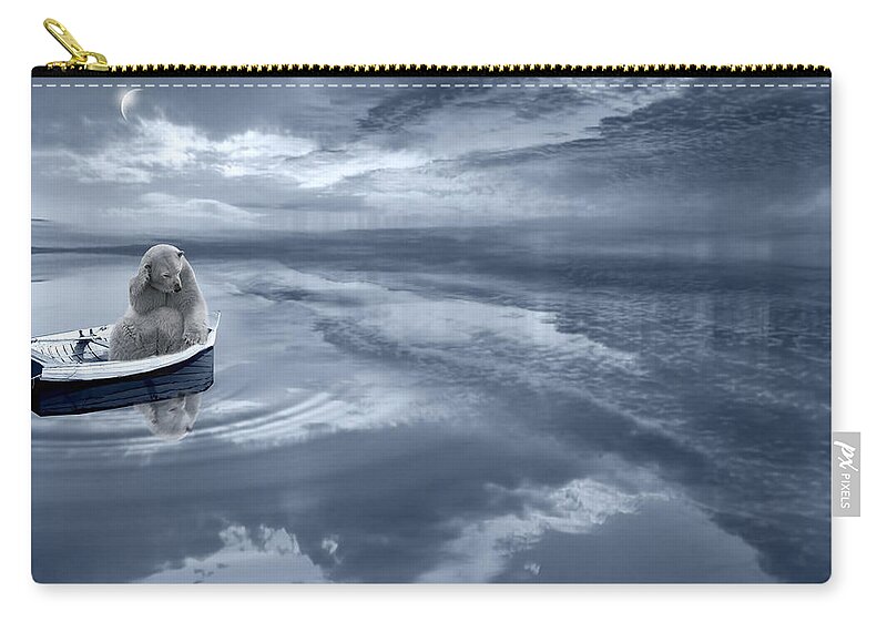 Polar Bear Zip Pouch featuring the digital art Where's The Fish by Lourry Legarde