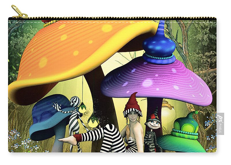 3d Zip Pouch featuring the digital art Whimsical Wonderland by Jutta Maria Pusl