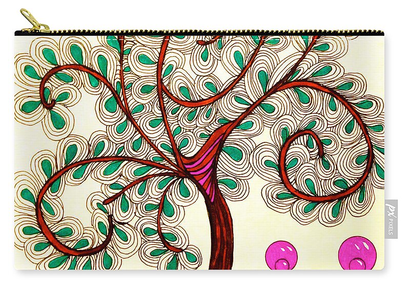 Whimsy Tree Zip Pouch featuring the drawing Whimsy Tree by Anita Lewis