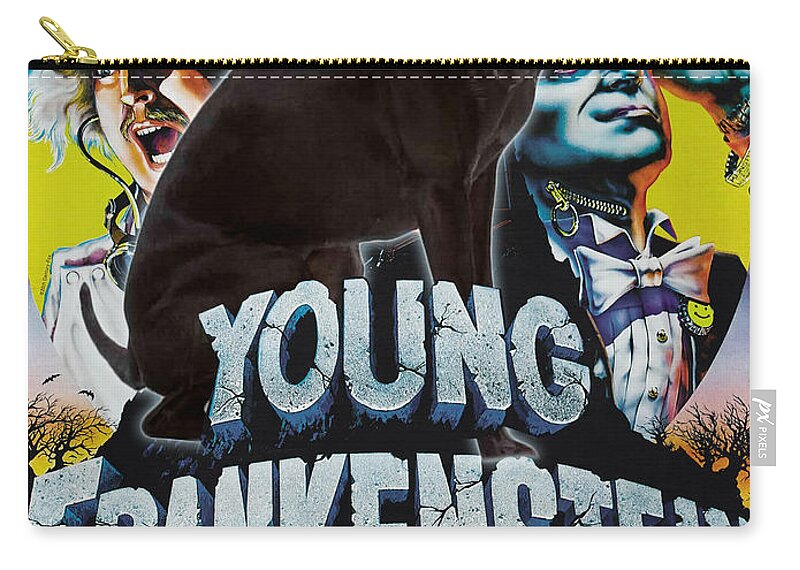 Whippet Zip Pouch featuring the painting Whippet Art Canvas Print - Young Frankenstein Movie Poster by Sandra Sij