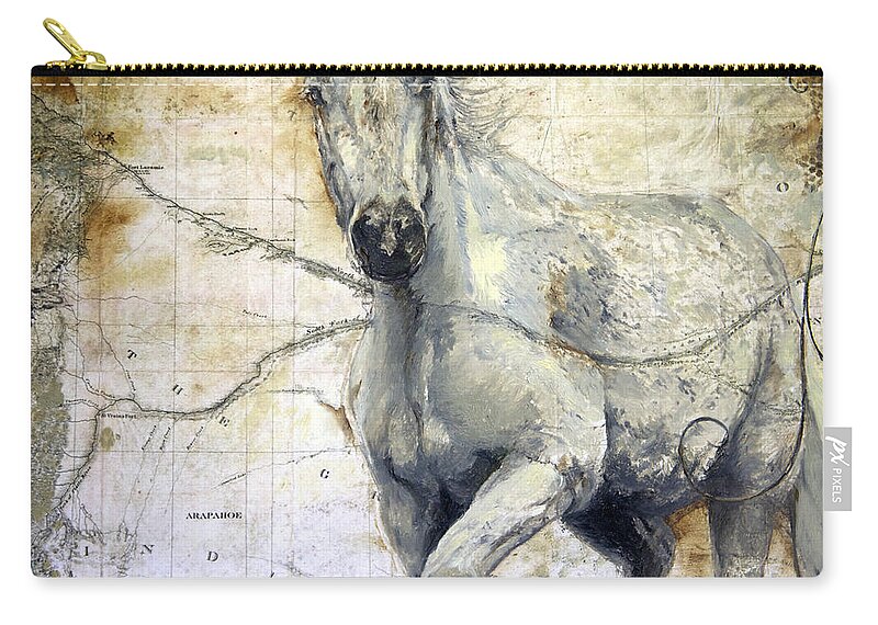 Horse Zip Pouch featuring the painting Whipsers Across the Steppe by Portraits By NC