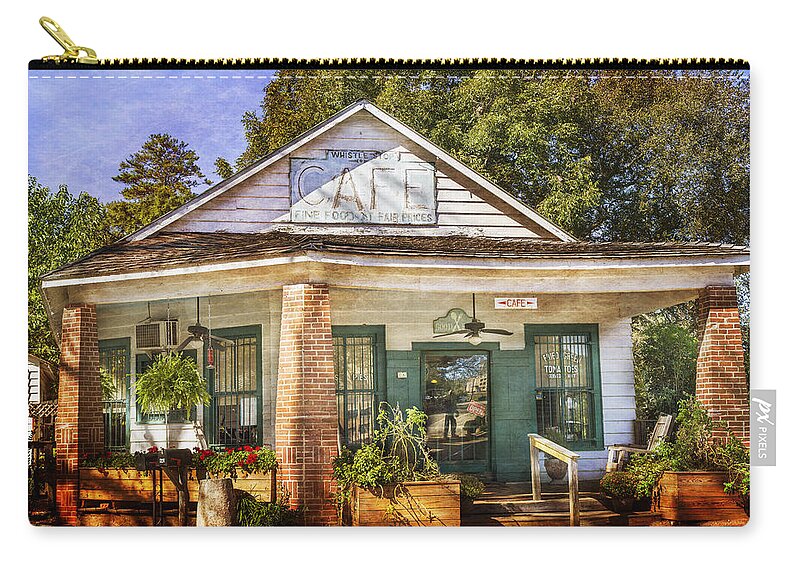 Whistle Stop Cafe Zip Pouch featuring the photograph Whistle Stop Cafe by Mark Andrew Thomas
