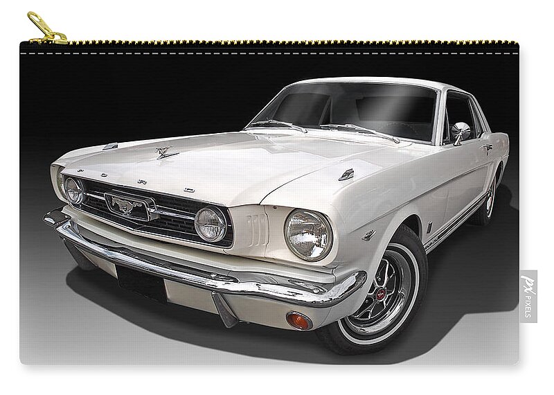Ford Mustang Carry-all Pouch featuring the photograph White 1966 Mustang by Gill Billington