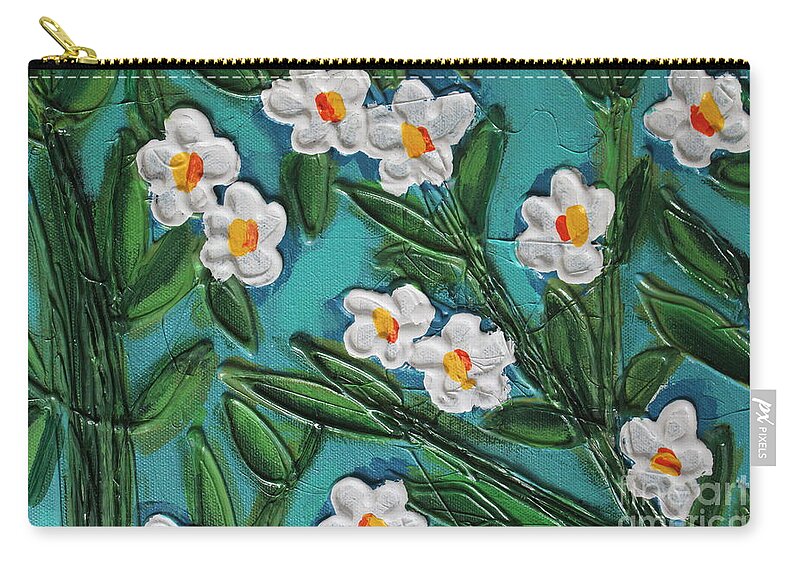 White Zip Pouch featuring the painting White Blooms 2 by Cynthia Snyder