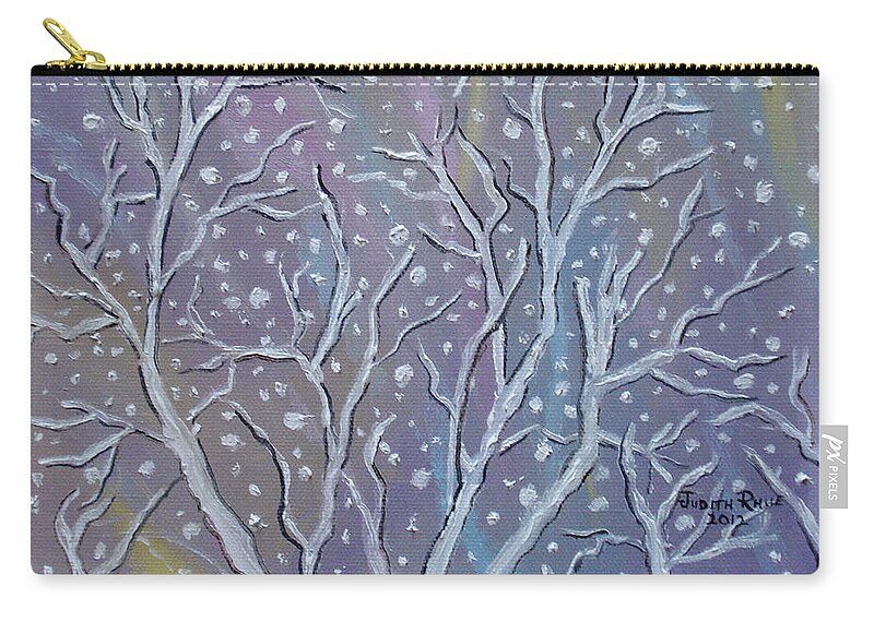 Snow Zip Pouch featuring the painting White Branches by Judith Rhue