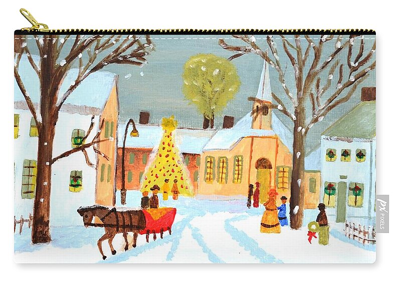 Christmas Card Zip Pouch featuring the painting White Christmas by Magdalena Frohnsdorff