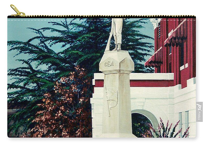 Civil Zip Pouch featuring the painting White County Courthouse - Civil War Memorial by Glenn Pollard