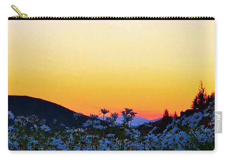Grand Tetons Zip Pouch featuring the photograph White daisies by Catie Canetti