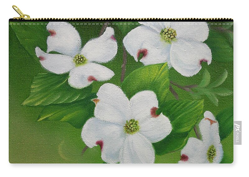 Dogwoods Zip Pouch featuring the painting White Dogwoods by Jimmie Bartlett