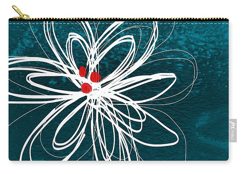 Abstract Zip Pouch featuring the painting White Flower by Linda Woods