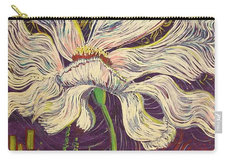 White Flower Zip Pouch featuring the painting White Flower Series 6 by Stefan Duncan
