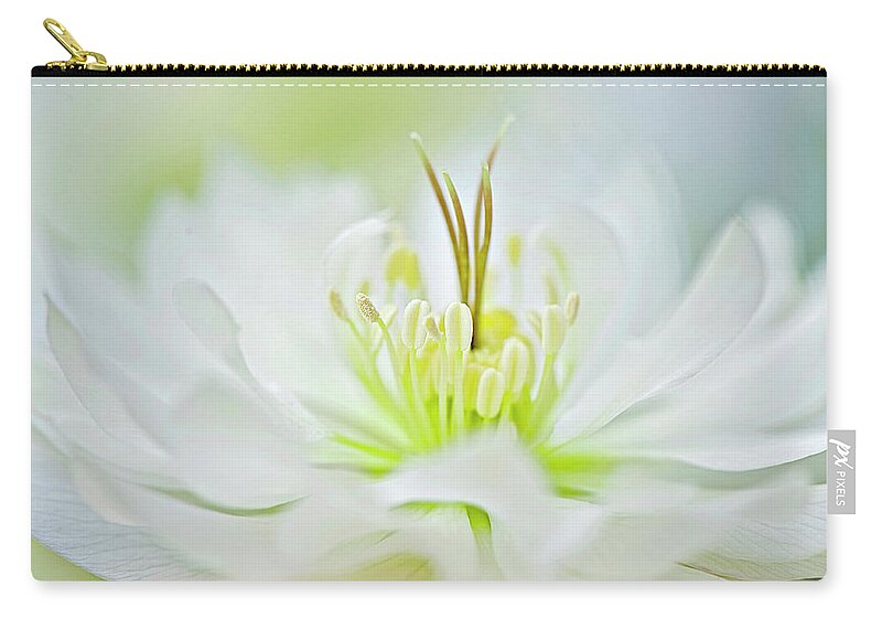 Buckinghamshire Zip Pouch featuring the photograph White Hellebore Flower by Jacky Parker Photography