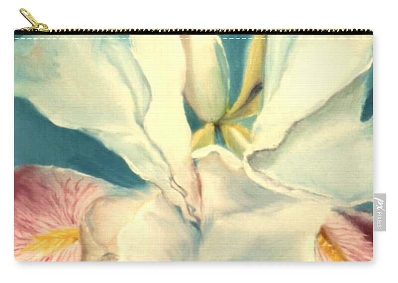Flowers Zip Pouch featuring the painting White Iris by Anni Adkins