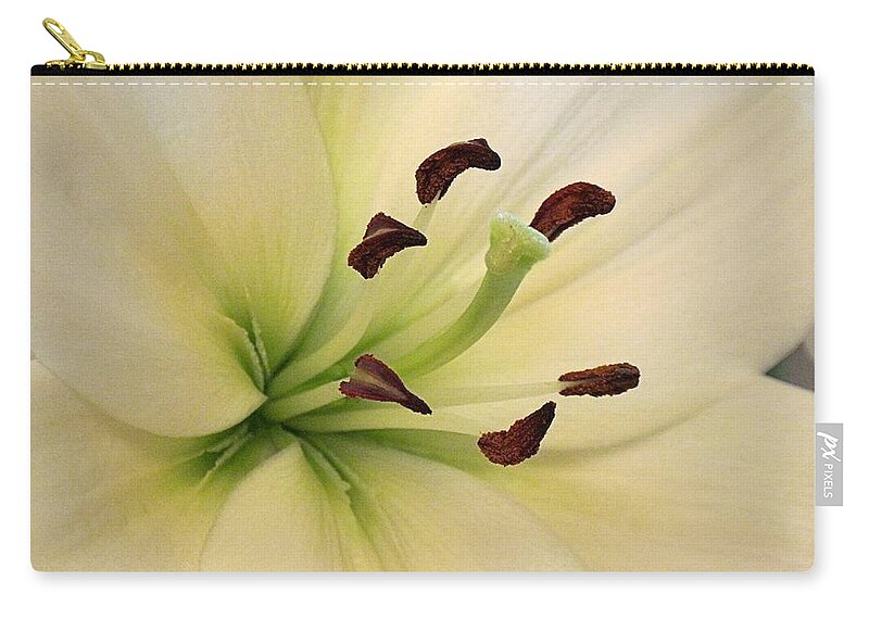 Flower Zip Pouch featuring the digital art White Lily Close Up-3 07232014 by Doug Morgan