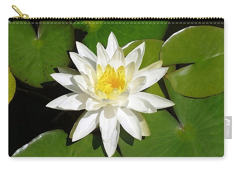 White Lotus Zip Pouch featuring the painting White Lotus 1 by Ellen Henneke