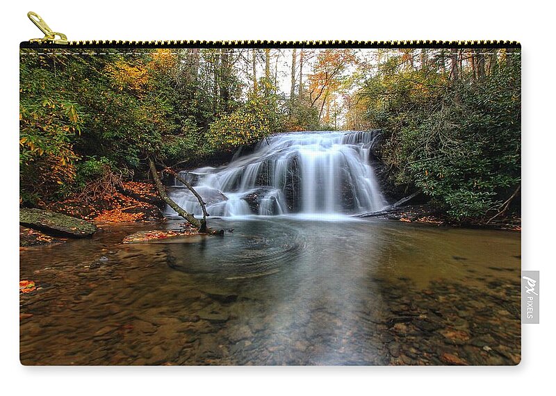 White Owl Falls Zip Pouch featuring the photograph White Owl Swirl by Chris Berrier