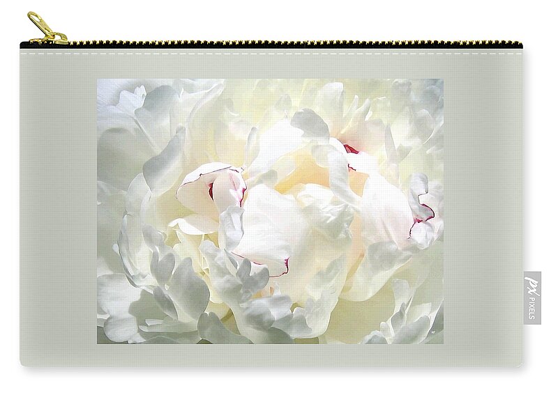  White Peony Zip Pouch featuring the photograph White Peony by Will Borden