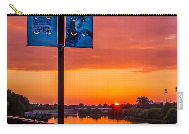 Indiana Zip Pouch featuring the photograph White River Sunset by Ron Pate