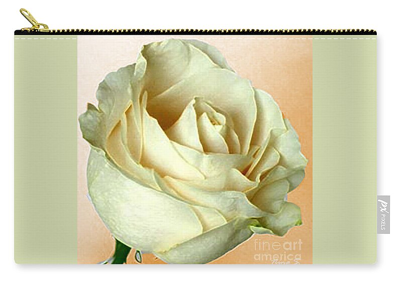 Rose Zip Pouch featuring the photograph White Rose on sepia by Nina Silver