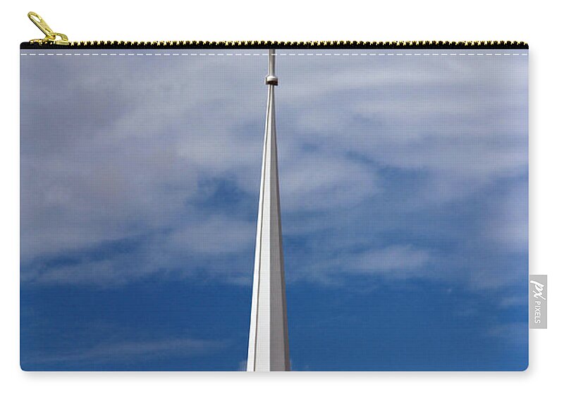 Steeple Zip Pouch featuring the photograph White Steeple by Cynthia Guinn