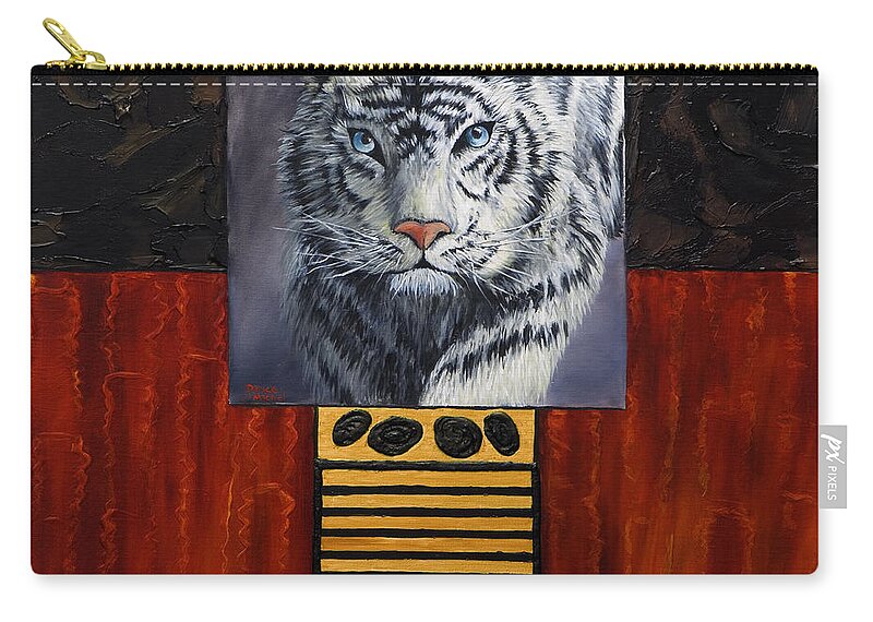 Animal Carry-all Pouch featuring the painting White Tiger by Darice Machel McGuire