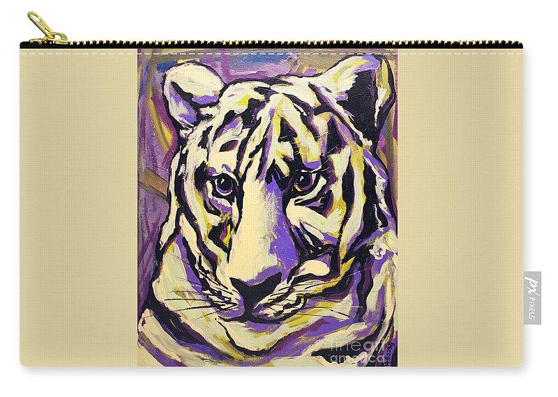 Tiger Zip Pouch featuring the painting White Tiger Not by Rebecca Weeks