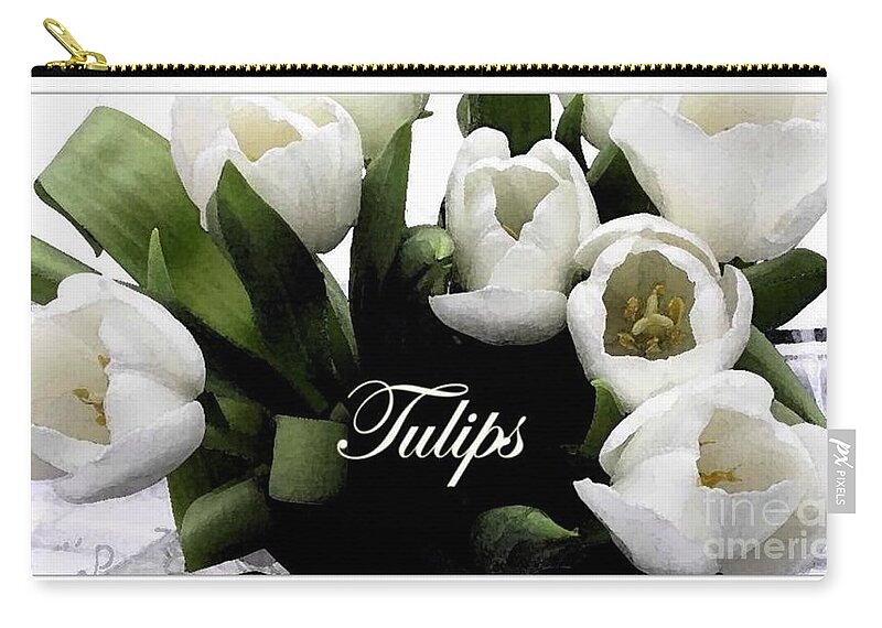 White Tulips Zip Pouch featuring the photograph White Tulips by Joan-Violet Stretch